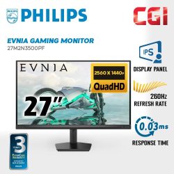 Philips 27" Evnia 27M2N3500PF Fast IPS QHD HDR10 Adaptive Sync 260Hz 0.03ms Gaming Monitor