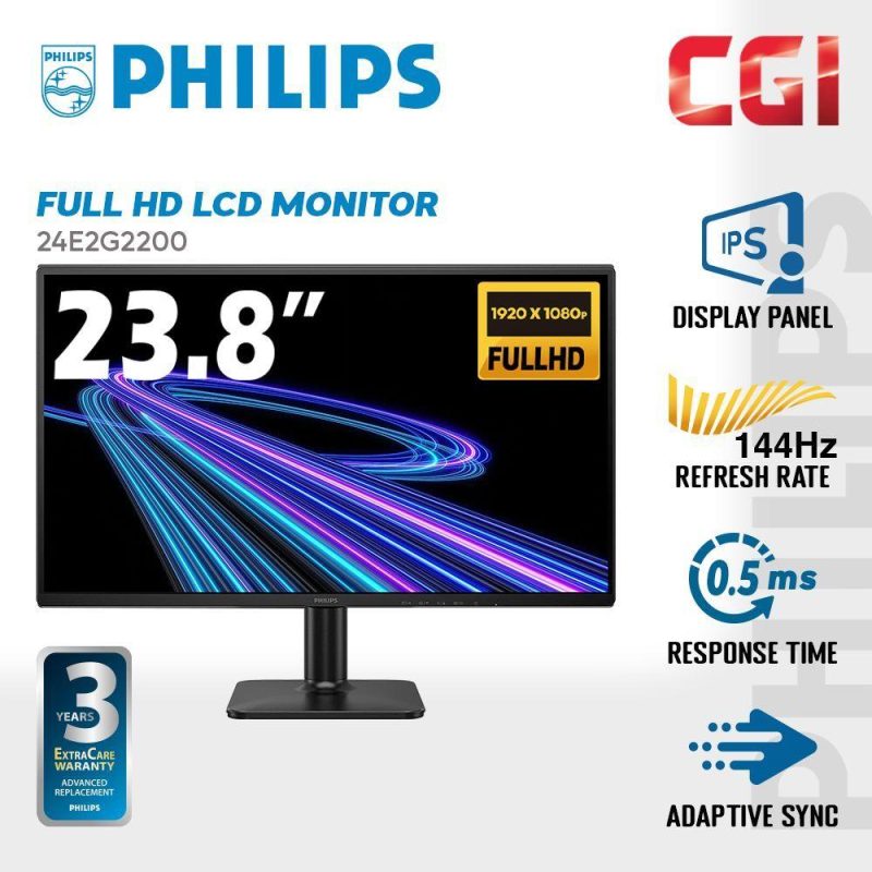 Philips 23.8" 24E2G2200 IPS FHD HDR10 Adaptive-Sync 144Hz 0.5ms LCD Monitor