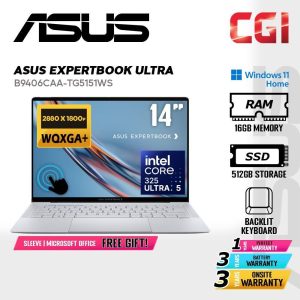 Asus ExpertBook Ultra B9406CAA (Morn Grey) Ultra 5 325 16GB 512GB 14" OLED WQXGA+ Touch W11H - B9406CAA-TG5151WS