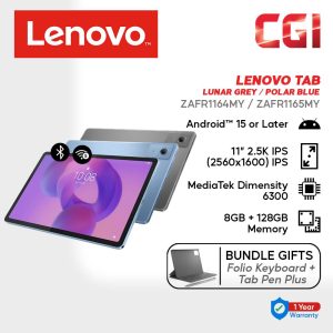 a1f44f7586e39393f5b6dfc4d48f392e.jpeg Lenovo 11" Tab TB336FU - MTK Dimensity 6300|8GB+128GB|Android 15| Touchscreen w Pen & Keyboard - ZAFR1164MY / ZAFR1165MY
