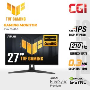 Asus 27" VG27AQ5A TUF Gaming Series 5 Fast IPS QHD Freesync Premium Adaptive Sync 210Hz 0.3ms Built-In Speaker Gaming Monitor