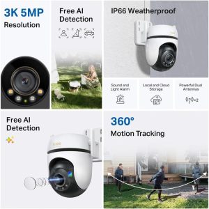 TP-Link Tapo C530WS 3K 5MP Outdoor 360° Pan/Tilt Ai Detection IP66 Security Wi-Fi Camera