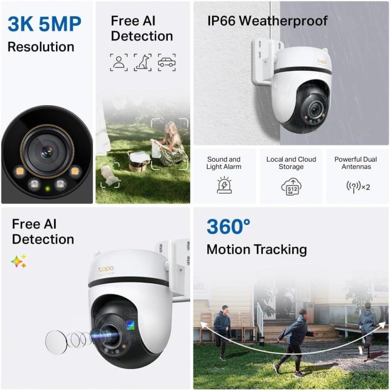 TP-Link Tapo C530WS 3K 5MP Outdoor 360° Pan/Tilt Ai Detection IP66 Security Wi-Fi Camera