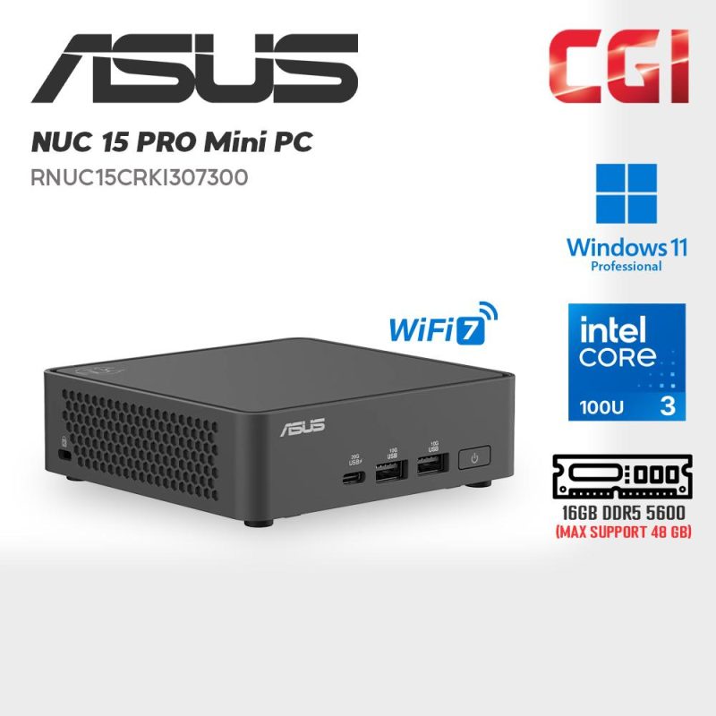 Asus NUC 15 Pro RNUC15CRKI307300 (Intel Core 3 Processor 100U) Win11Pro with Office Mini PC