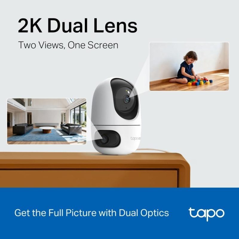 TP-Link Tapo C245D 2K 3MP Dual Lens Pan/Tilt Wide Angle Smart Dual Ai Detection Security Camera