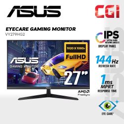 Asus 27" VY279HG2 IPS FHD Freesync 144Hz 1ms Eye Care Antibacterial Treatment Gaming Monitor