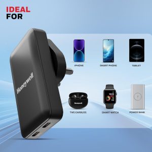 Honeywell 45W GAN Zest Ultrafast Dual Type-C Multi-Plug Ultra Thin Wall Charger