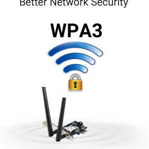 ASUS PCE-BE6500 Wi-Fi 7 PCI-E Adapter with 2 external antennas. Supporting 6GHz band, 4096-QAM, Bluetooth 5.4, WPA3 network security