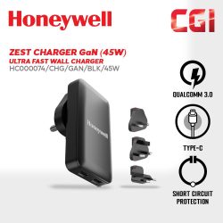 Honeywell 45W GAN Zest Ultrafast Dual Type-C Multi-Plug Ultra Thin Wall Charger