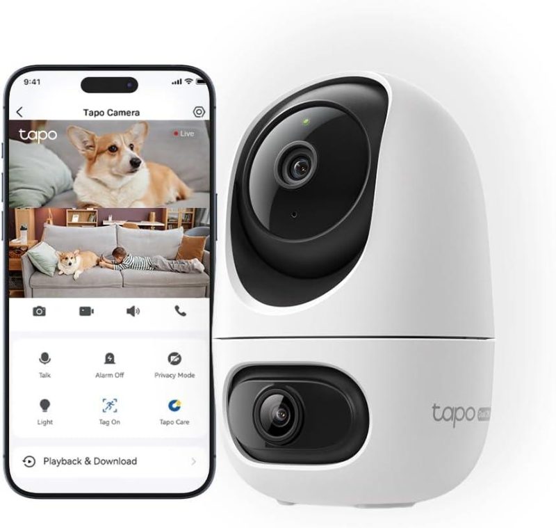 TP-Link Tapo C245D 2K 3MP Dual Lens Pan/Tilt Wide Angle Smart Dual Ai Detection Security Camera
