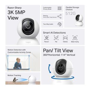 TP-Link Tapo C230 3K 5MP Pan/Tilt 360º Smart Ai Detection Home Security Wi-Fi Two-Way Audio Camera