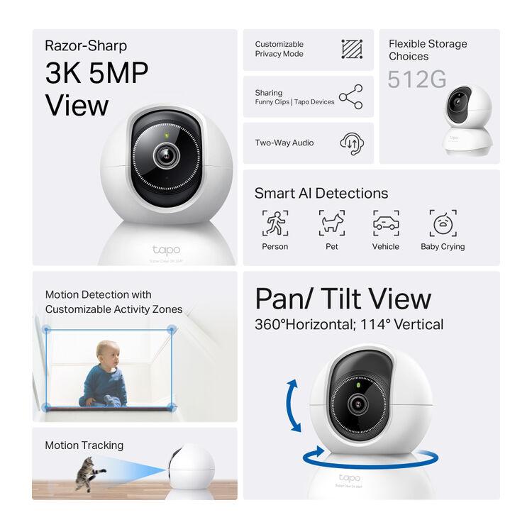 TP-Link Tapo C230 3K 5MP Pan/Tilt 360º Smart Ai Detection Home Security Wi-Fi Two-Way Audio Camera