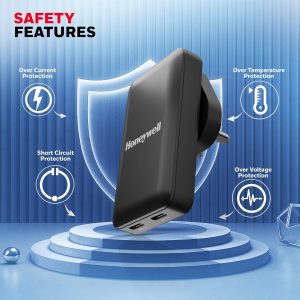 Honeywell 45W GAN Zest Ultrafast Dual Type-C Multi-Plug Ultra Thin Wall Charger