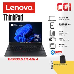 Lenovo 16" ThinkPad E16 Gen 4 Laptop Ultra 7 356H 16GB 512GB Win11Pro 3Y Premier Support CoPilot+ PC